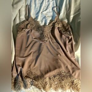 Express Taupe Satin Blouse